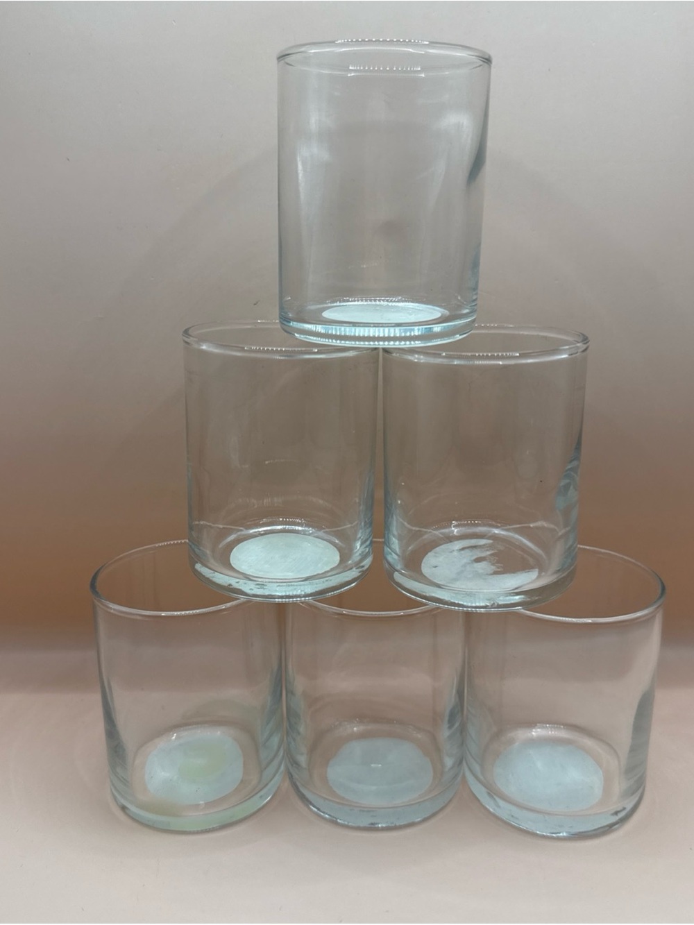 Set of 6 Libbey Clear Glass Votive or Tealight Candle Holders Plain Simplistic